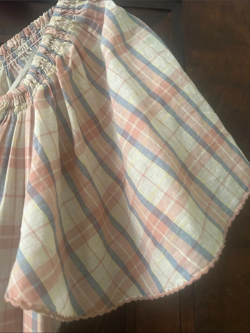THE GREAT Light Plaid Tiered Maxi Dress with Puff Sleeves - Picture 7 of 9